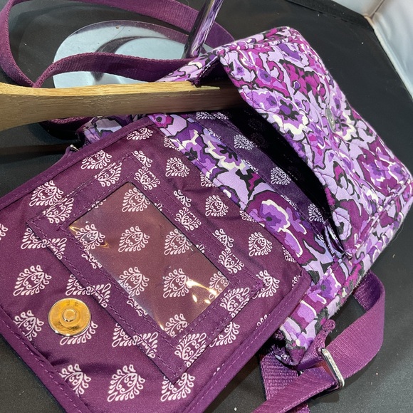 Vera Bradley Purple And Tan Quilted Mailbag Crossbody Purse - Picture 4 of 6